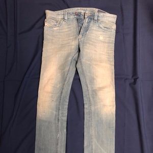 Diesel Thavar blue jean denim, 30 waist/32 length, faded blue